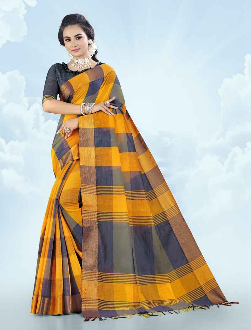 Checked Silk Cotton Sarees Online with Blouse | GI TAGGED