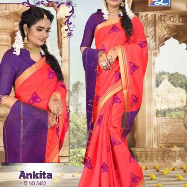 ANKITA (SILK COTTON) #5452 - PINK GRAPE PURPLE - [Pink]