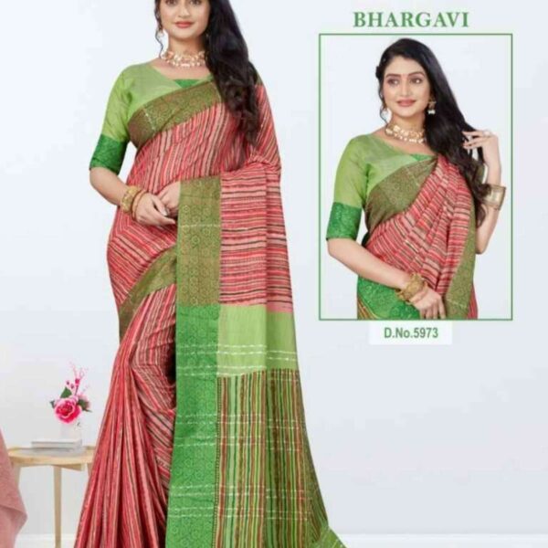 BHARGAVI (SILK COTTON) #5973 - RED X GREEN - [Red]