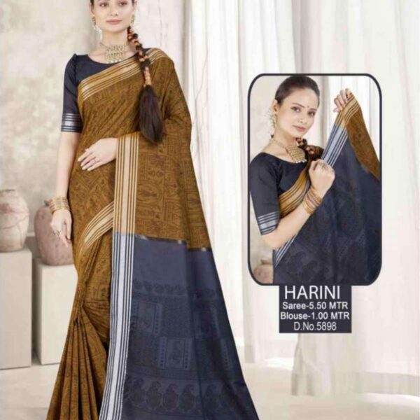 HARINI (SILK COTTON-SOFT) #5898 - MUSTRAD X GRAY - [Yellow]
