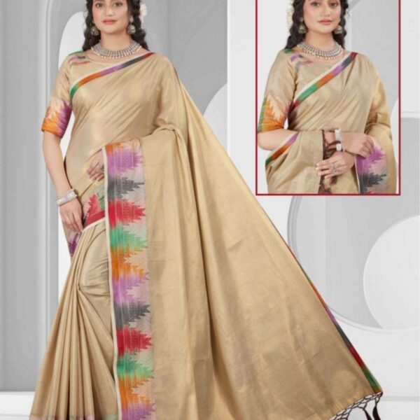 NAVYA TISSUE SAREE ( RAINBOW TISSUE SAREE ) - 6000 - [Cream]