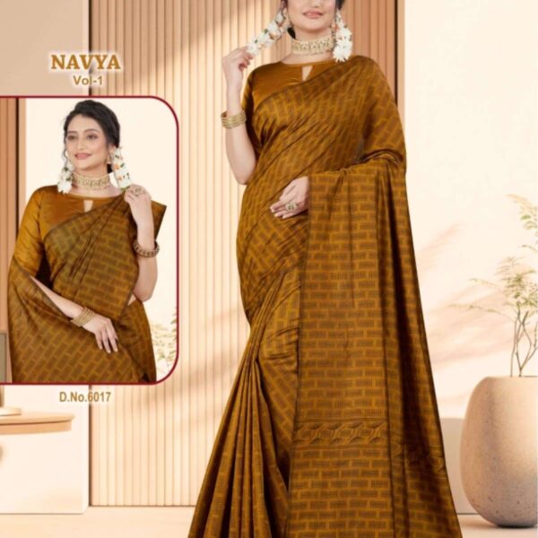 NISHA -1 SOFT COTTON SAREE - 6017 - [Brown]