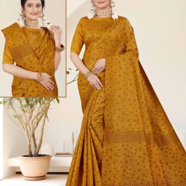 NISHA -2 SOFT COTTON SAREE - 6019 - [Yellow]
