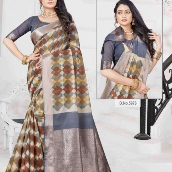 PADMAJA (SILK COTTON-SOFT) #5976 - TASSAR X GRAY - [BEIGE ]