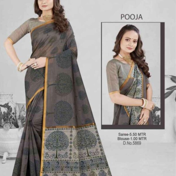 POOJA (SILK COTTON) #5869 - DARK GRAY X CLOUD GRAY - [Gray]