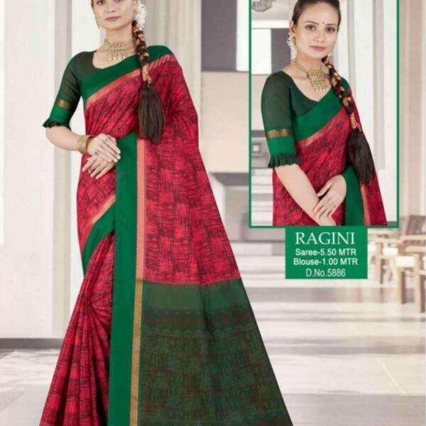 RAGINI #5886 - CRIMSOM RED X GREEN - [Red]