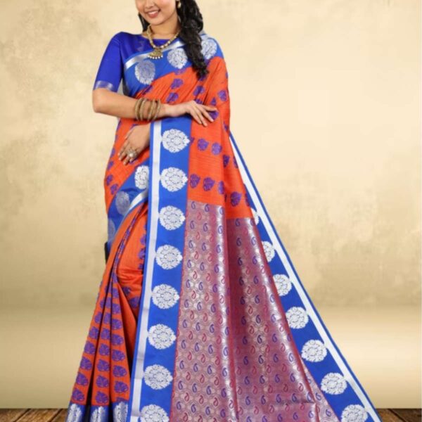 SARADHA SOFT SILK SAREE - 9243 - ORANGE - [Red]