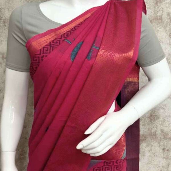 UMBRELLA BLOCK PRINT - REET ( SOFT COTTON ) #9087 - BERRY RED X WINE - [Wine]