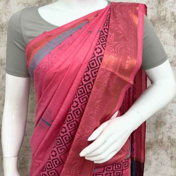 UMBRELLA BLOCK PRINT - REET ( SOFT COTTON ) #9088 - MEDIUM PINK X DULL PURPLE - [Purple]