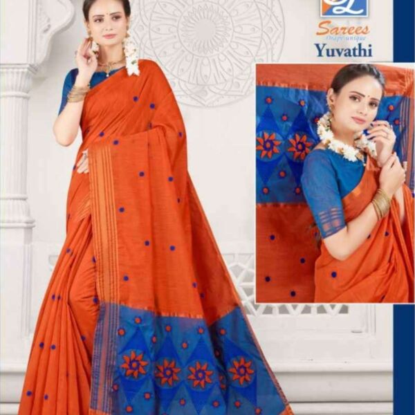 YUVATHI #5828 - FLAME ORANGE X ROYAL BLUE - [Orange]