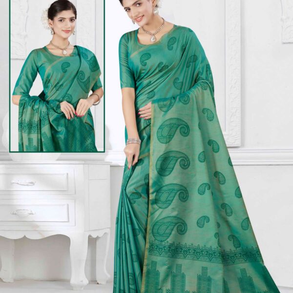 Soft Cotton Saree SKU006059 Teal