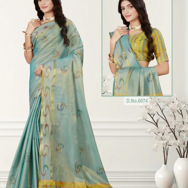 Tissue Saree Sky Blue