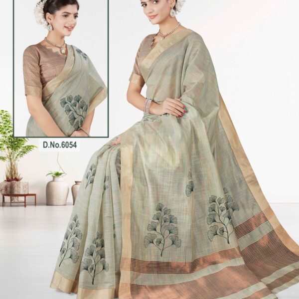 Silk Cotton Saree Green