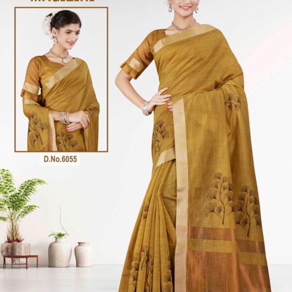Silk Cotton Saree Musterd