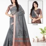 Silk Cotton Saree Grey