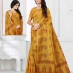 Silk Cotton Saree Musterd
