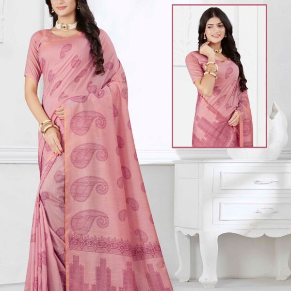 Silk Cotton Saree Baby Pink