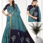 Silk Cotton Embroidery Sky Blue X Navy Blue SKU6082