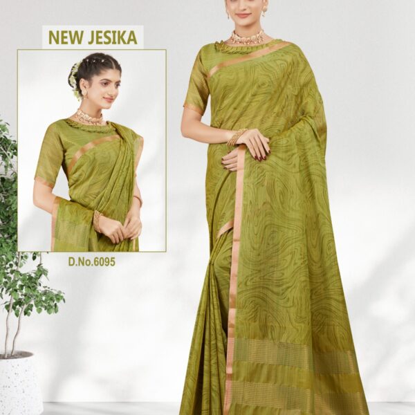 Soft Cotton Saree Bottle Green