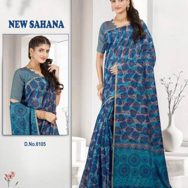 Slub Cotton Saree Blue