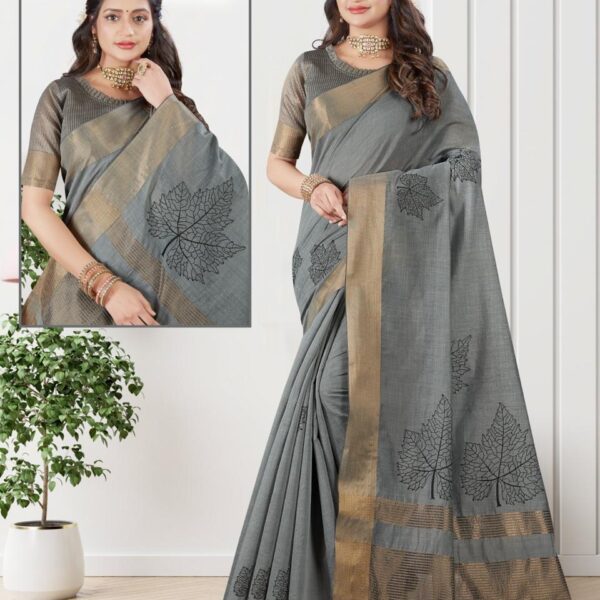 Soft Silk Cotton Saree Grey