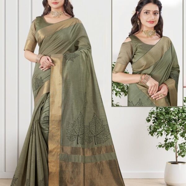 Soft Silk Cotton Saree Light Green