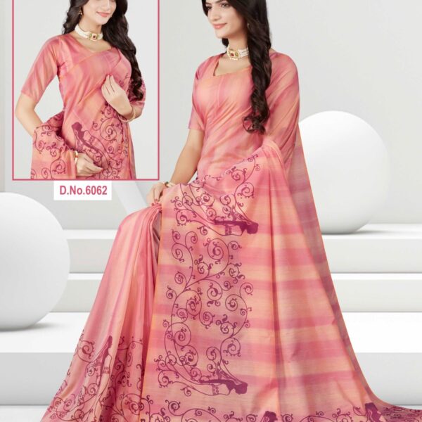 Silk Cotton Saree Pink