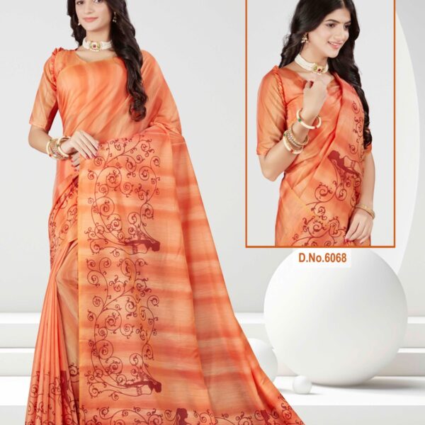 Silk Cotton Saree Orange