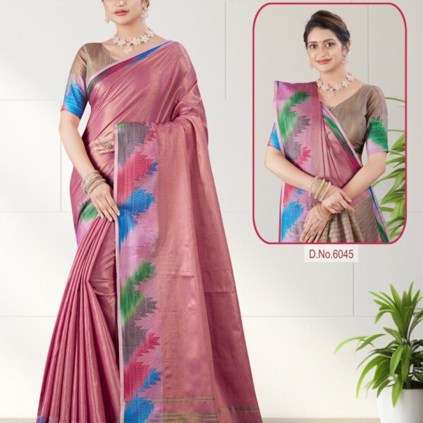 Tissue Saree Tie & Dye Saree Pink