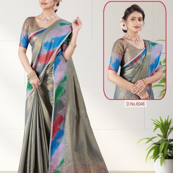 Tissue Saree Tie & Dye Grey