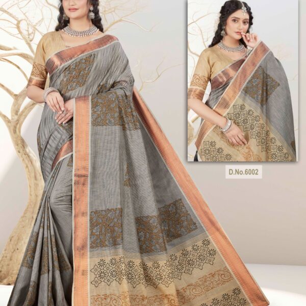 Soft Cotton Saree Grey