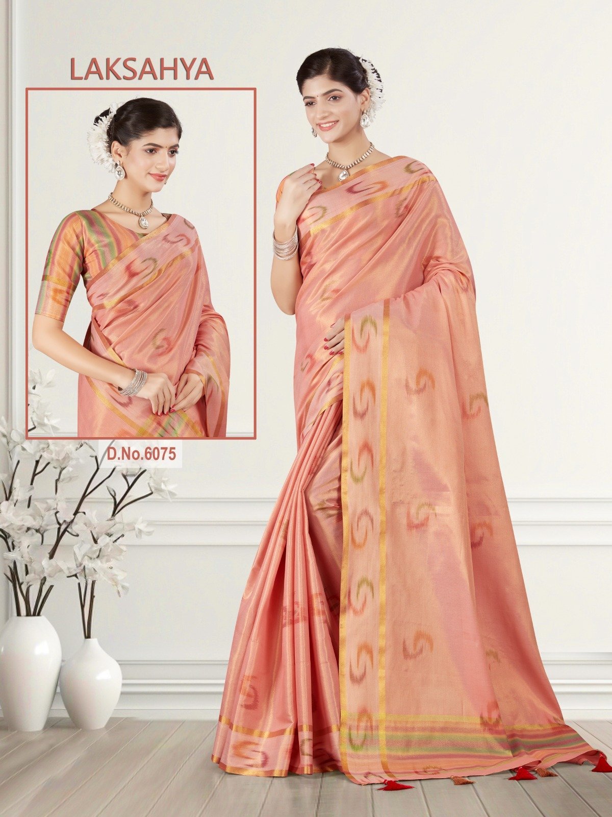 60118-5-tissue-Saree.jpg Tissue Saree Peach - Image 1